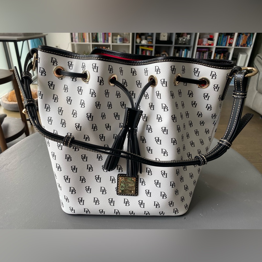 Dooney & Bourke Black and White Logo Satchel